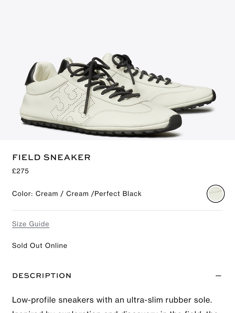Tory Burch White Leather Sneakers with Black Accents - Picture 9 of 9